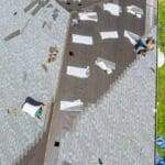 roof replacement repair roofer working on replacement asphalt shingle roof 1920