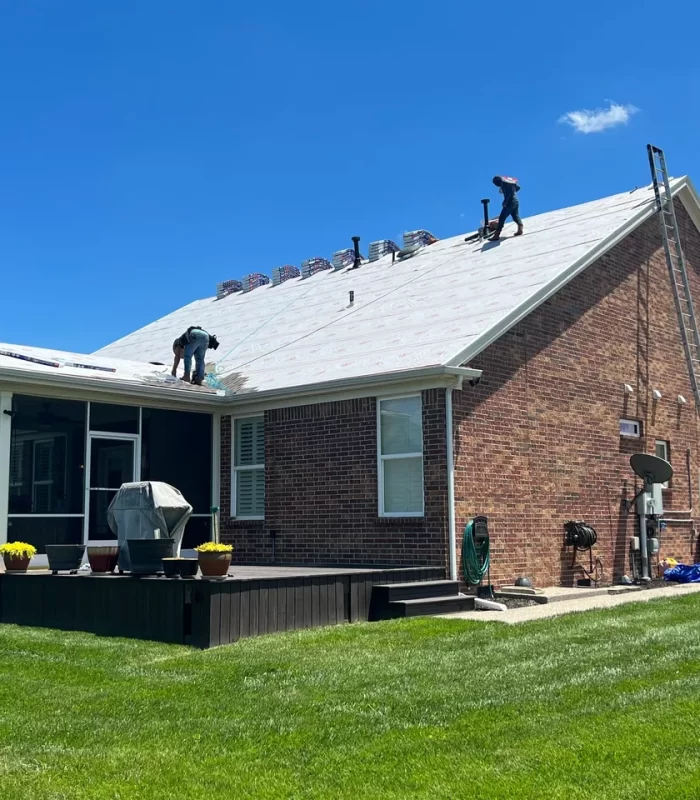 Anchor Roofing in Franklin TN showcases roofers making progress on a past project